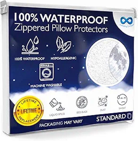 Waterproof Pillow Protectors Set of 2 with Zippers