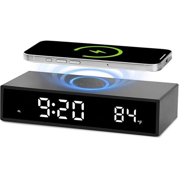 Digital LED Alarm Clock with Wireless Charging