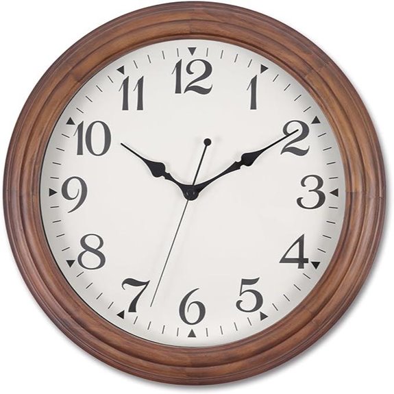 14-Inch Wooden Wall Clock with Silent Sweep Movement