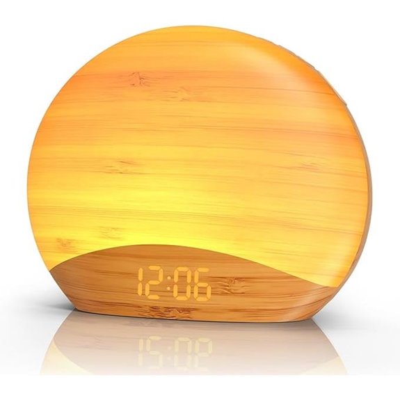 REACHER Natural Wood Sound Machine with Sunrise Alarm