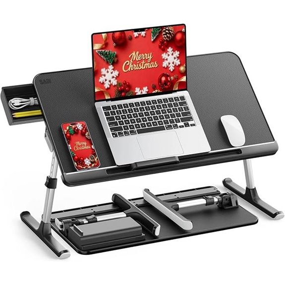 SAIJI Adjustable Laptop Bed Tray with Storage