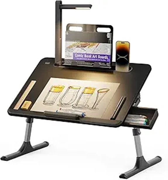 SAIJI Adjustable Bed Laptop Desk with LED Light