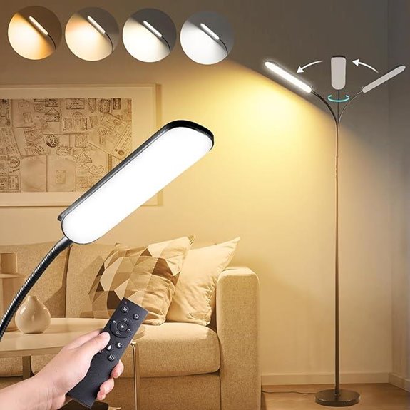 Bright Dimmable LED Floor Lamp with Remote and Smart Plug