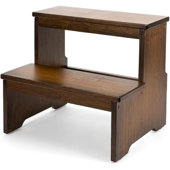 StrongTek Bamboo Two-Step Stool with Anti-Slip Bottom