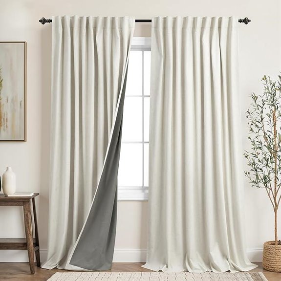 KOUFALL 70 Linen Blackout Soundproof Curtains (2 Panel)