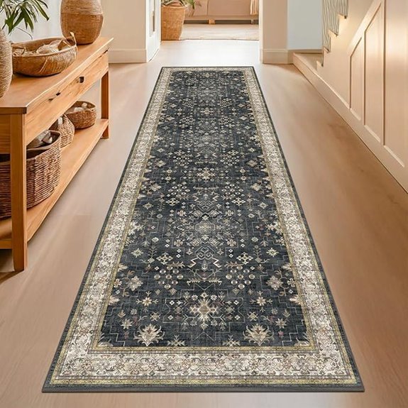 Dark Washable Hallway Runner Rug Non-Slip 2'6x8