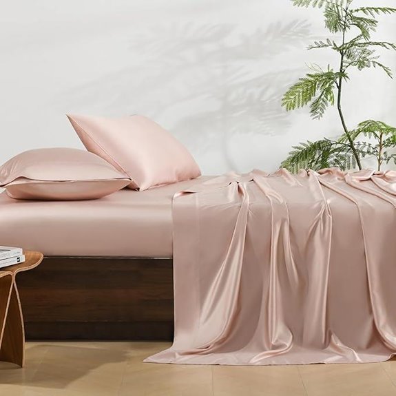 NATUREFIELD Queen Silky Bamboo Bed Sheets Set (4pc)