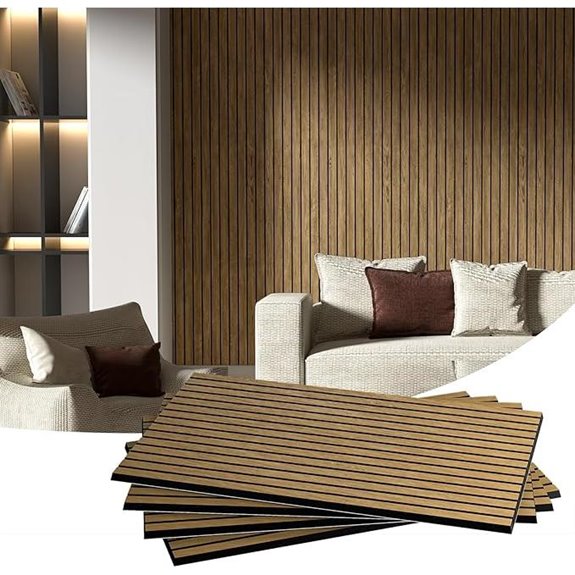 4 Pack Acoustic Wall Panels – Soundproof Teak Finish
