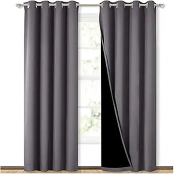 NICETOWN Grey Blackout Curtain Panels 52x84 inches