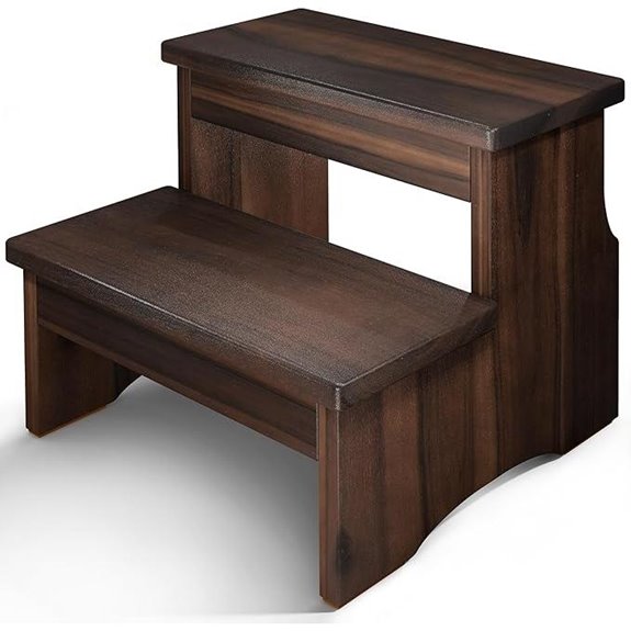 Wooden Two Step Stool Heavy Duty Walnut Finish