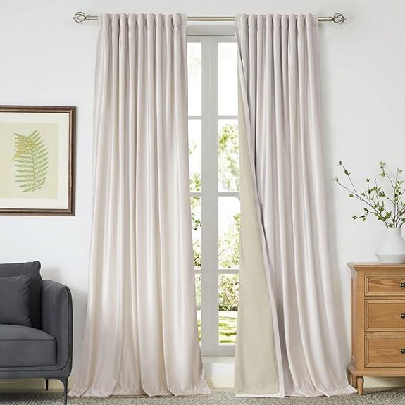 Blackout Ivory Velvet Curtains 96-inch Set of 2