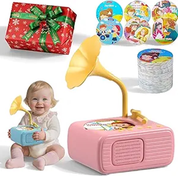 kids record player with cards