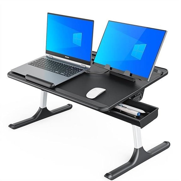 SAIJI Large Foldable Bed Lap Desk with Book Stand