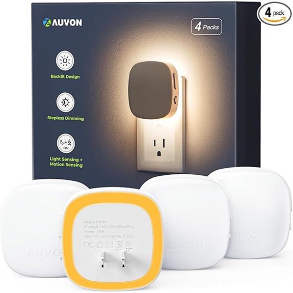 AUVON LED Night Light with Motion & Dusk Sensor (4 Pack)