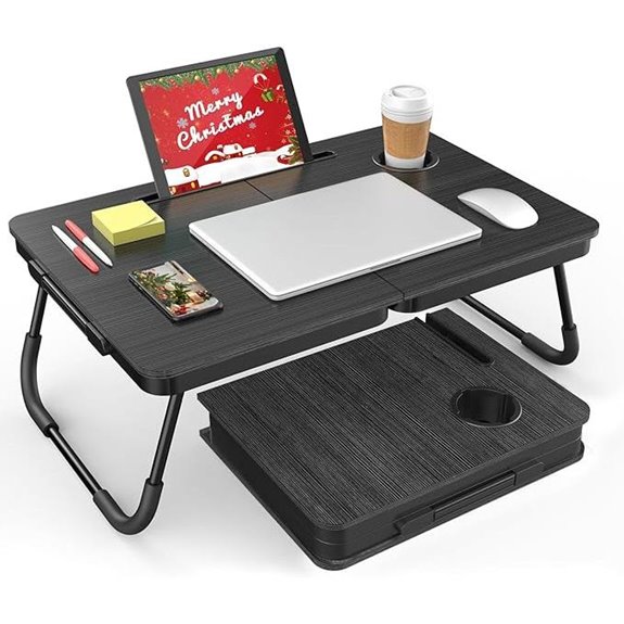 Buyify Portable Adjustable Laptop Desk with Cup & Phone Holder
