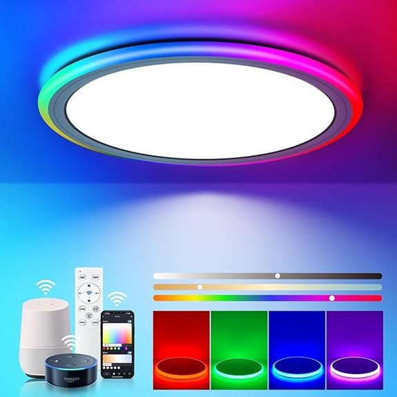 BLNAN RGB LED Flush Mount Ceiling Light with Remote