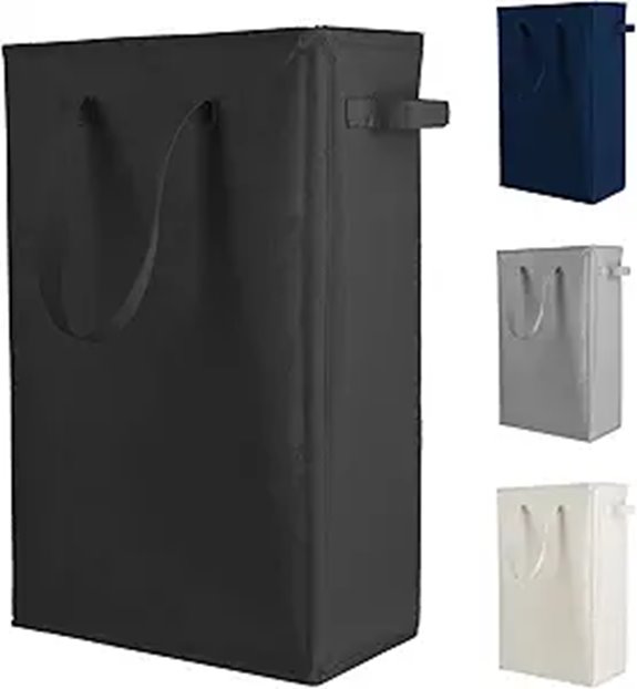 Odonata Slim Collapsible Laundry Hamper (45L Black)
