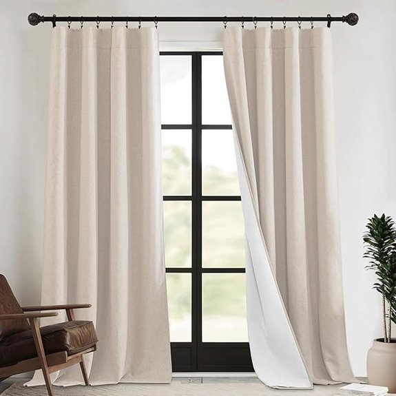 RYB HOME 4-in-1 Linen Curtains Taupe 52x84 2 pcs