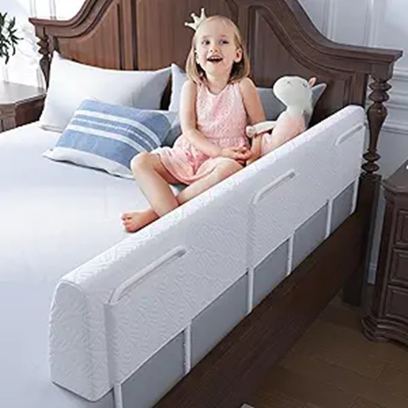 Toddler Bed Bumper Rail Soft Safety Guard 59 White