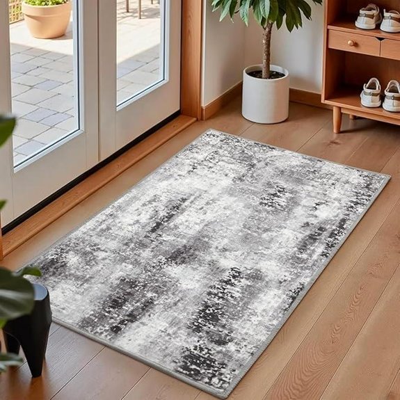 Washable Abstract Area Rug with Non-Slip Back