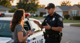 Body cam footage from cop who pulled over woman for holding a phone in her other hand